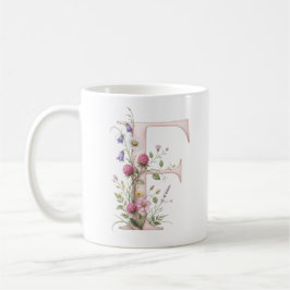 Café Caneca de Flor Letra F Flor Silvestre