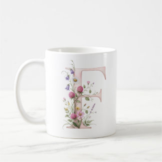 Café Caneca de Flor Letra F Flor Silvestre