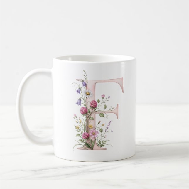 Café Caneca de Flor Letra F Flor Silvestre (Esquerda)
