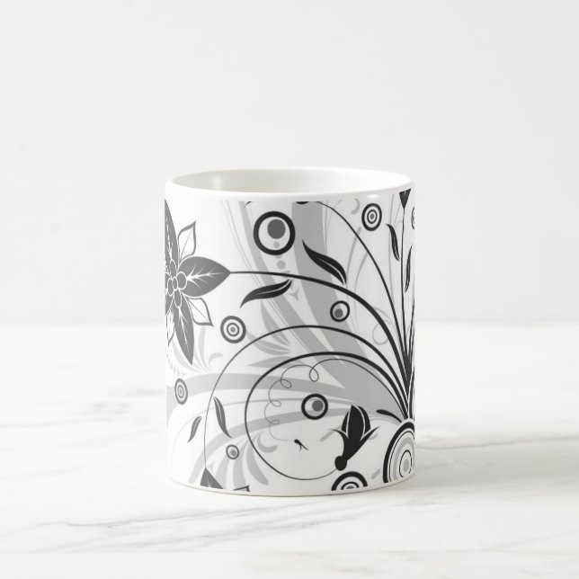 Café Caneca de flor preto e branco (Centro)