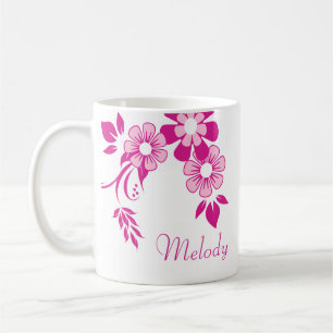Café Caneca de Flor Rosa Personalizada