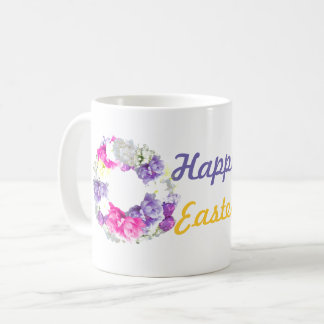 Café Caneca de Floral de Páscoa Feliz
