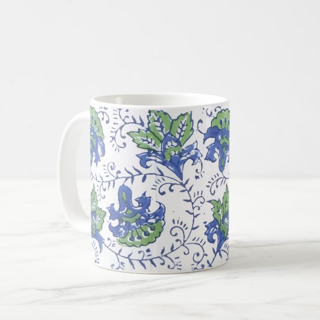 Café Caneca de Flores de Impressão em Bloco (Frente Esquerda)