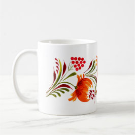Café Caneca de flores laranja-brancas