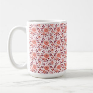 Café Caneca de Flores Rosa Elegante Vintage