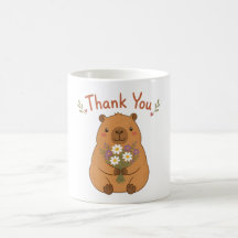 Caneca de Flores Selvagens de Capivara Fofa Obriga