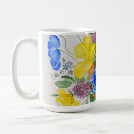 Café caneca de flores silvestres pintada
