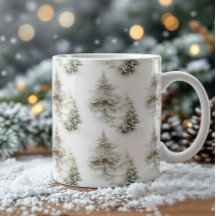 Caneca de Floresta de Pinheiro em Aquarela - Canec