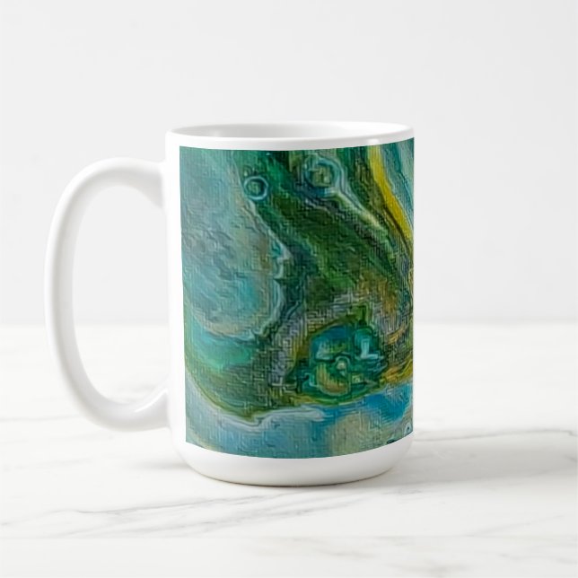 Café Caneca de Fluido Celular Verde e Dourado (Esquerda)