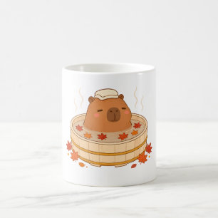 Café Caneca de Folha de Bordo de Capivara Fofa Onsen Ou