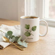 Caneca de Folha de Parreira em Aquarela Personaliz