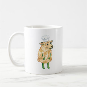 Café Caneca de Folha Tropical de Chef de Ovelha Fofa