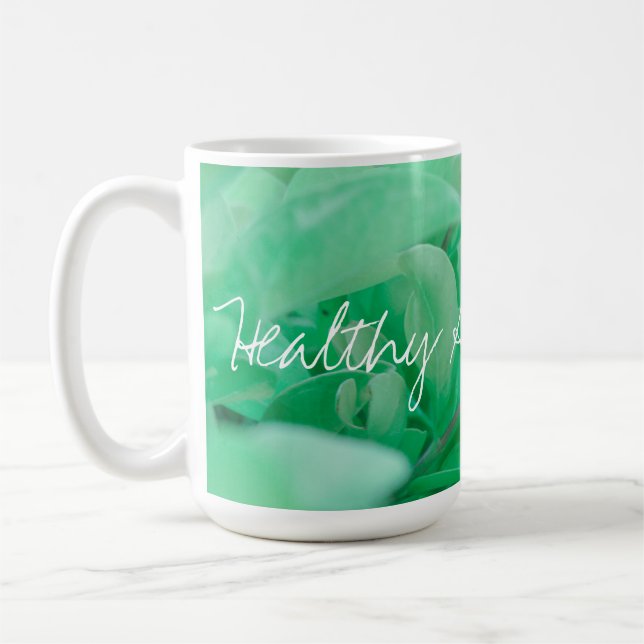 Café Caneca De Folhas Verdes Saudáveis E Naturais (Esquerda)