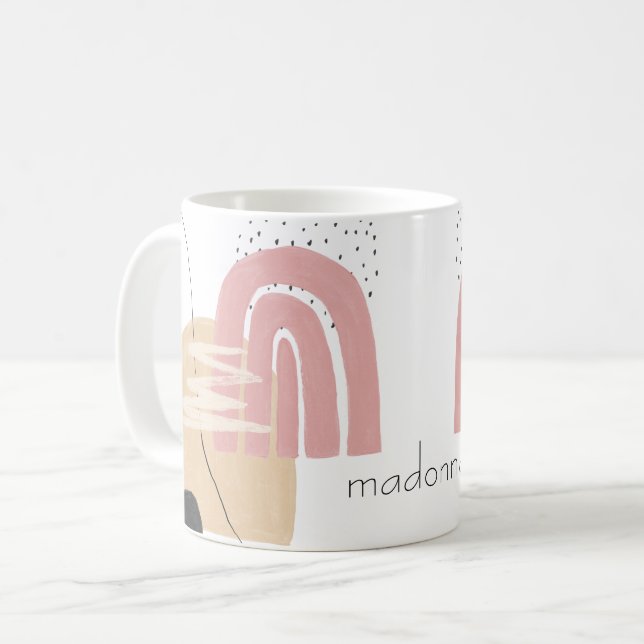 Café Caneca de Formas Abstratas Rosa Personalizada (Frente Esquerda)