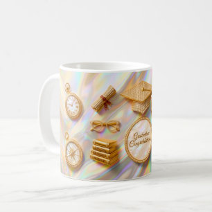 Café Caneca de Formatura de Luxo – Tampa de Ouro Elegan