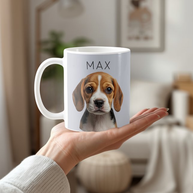 Café Caneca de Foto de Cachorro Azul Cinza Personalizad (Criador carregado)