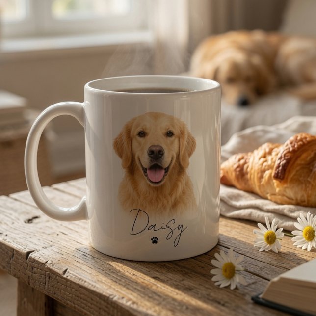 Café Caneca de Foto de Cachorro Personalizada com Nome  (Criador carregado)