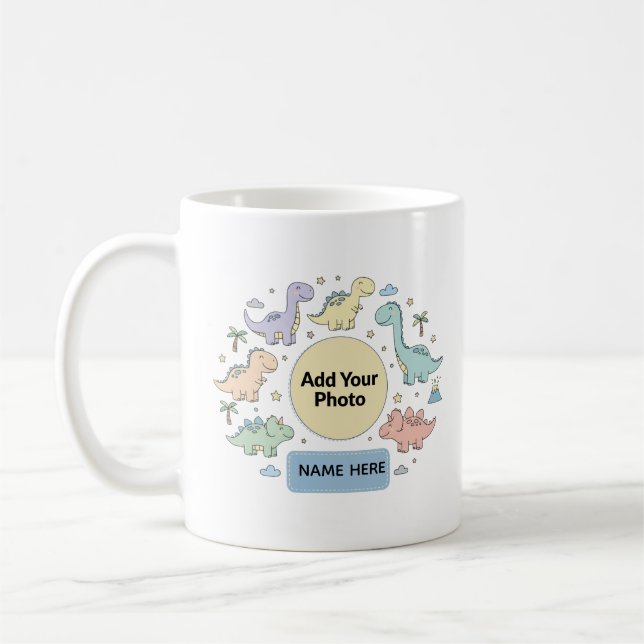 Café Caneca de Foto de Dinossauro Personalizada para Cr (Esquerda)
