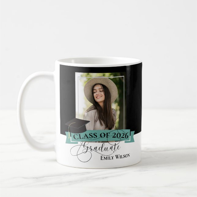 Café Caneca de Foto de Formatura Preto e Branco – Turma (Esquerda)