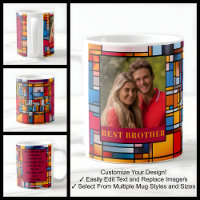 Caneca de Foto de Vidro Colorido de Irmão de 30 An