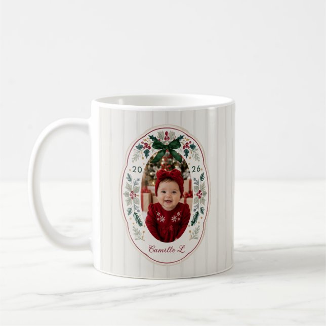 Café Caneca de Foto do Primeiro Natal do Bebê da Nova M (Esquerda)