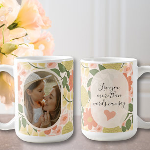 Café Caneca de Foto Floral Personalizada – Mensagem Edi