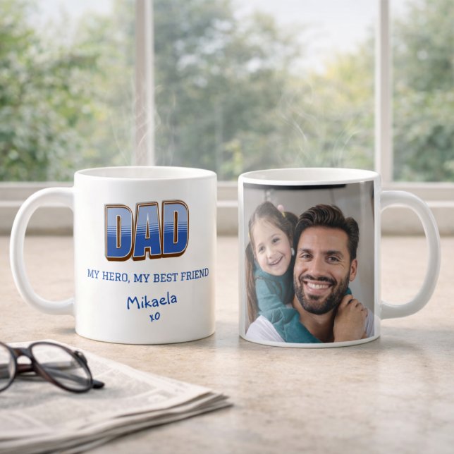 Café Caneca de Foto Herói Pai Melhor Amigo (Criador carregado)