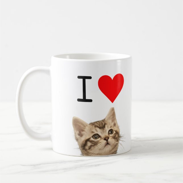 Café Caneca de Foto Personalizada Eu Amo Gatos  (Esquerda)