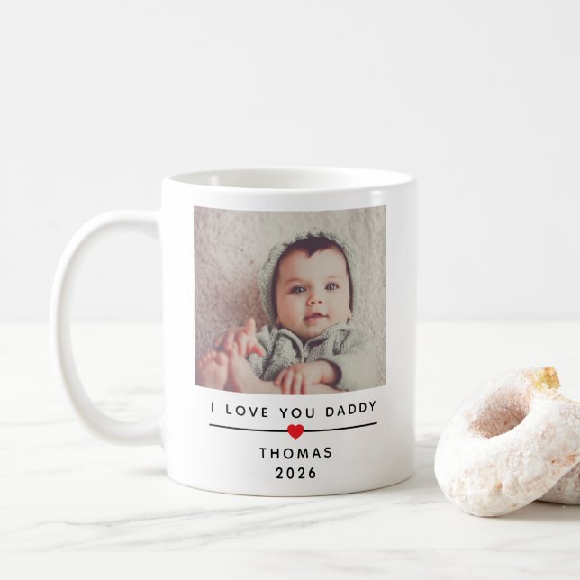 Café Caneca de Foto Personalizada para o Papai com Nome (Com Donut)