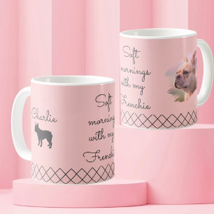 Café Caneca de Foto Rosa Pastel Personalizada do Bulldo