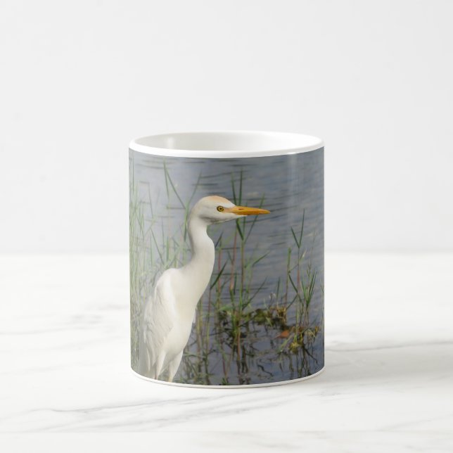 Café Caneca de Fotografia de Ave Garça-vaqueira - Branc (Centro)