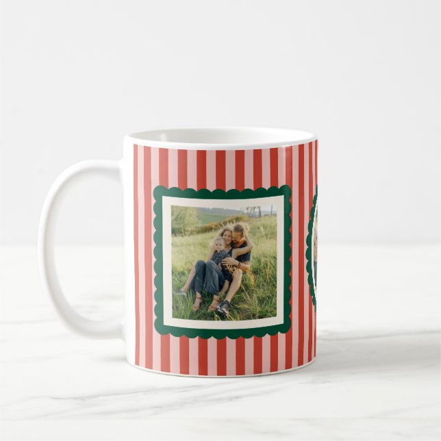 Café Caneca de Fotos de Natal Listras e Scallops (Esquerda)