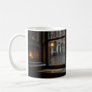 Café Caneca de Fuga da Janela Chuvosa da Cervejaria Bel