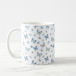 Café Caneca de fundo de borboletas azuis