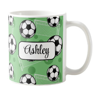 Café Caneca de Futebol Verde Personalizada