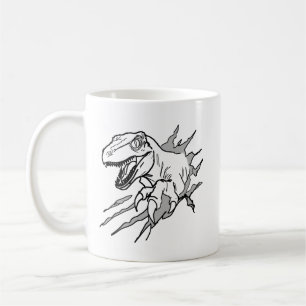 Café Caneca de Garra de Velociraptor Arte em Linha Metá