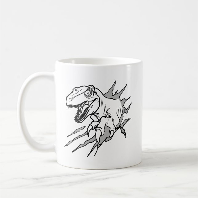 Café Caneca de Garra de Velociraptor Arte em Linha Metá (Esquerda)