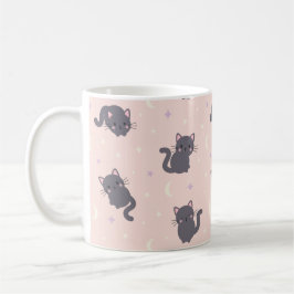 Café Caneca de Gato Cinza Fofo | Gatos Kawaii Rosa