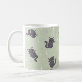 Café Caneca de Gato Cinza Fofo | Gatos Kawaii Sage