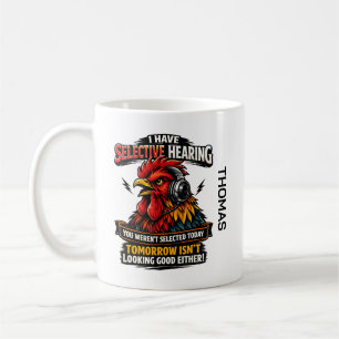 Café Caneca de Gato com Audição Seletiva   Galo Engraça