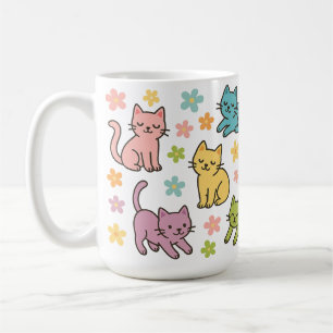 Café Caneca de Gato de Desenho Animado Fofo & Flor – Pa
