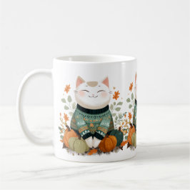 Café Caneca de Gato de Outono com Suéter Aconchegante