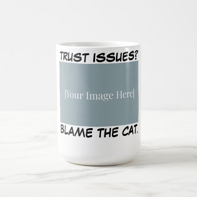 Café Caneca de Gato Engraçada Personalizada - Culpe o G (Centro)