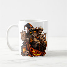 Caneca de Gato Engraçado de Halloween - Truque ou