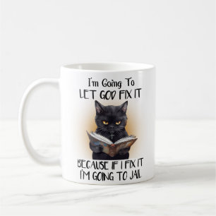 Café Caneca de Gato Engraçado Deixe Deus