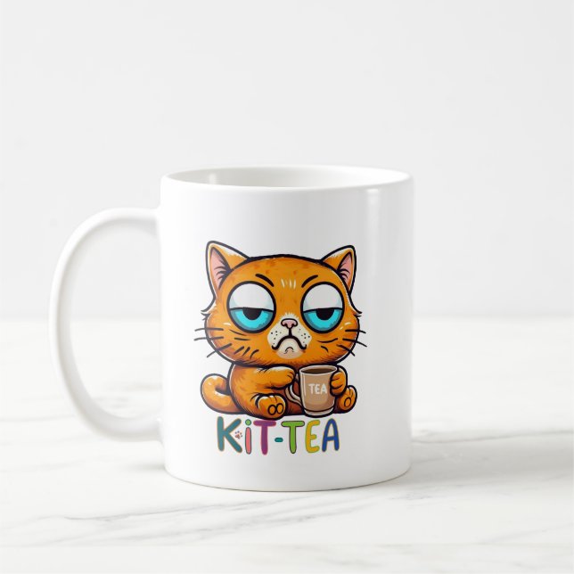 Café Caneca de Gato Engraçado | Kit Tea Humor Presente  (Esquerda)