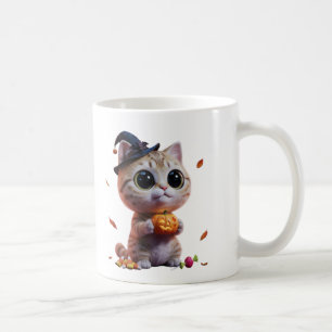 Café Caneca de Gato Feiticeira de Halloween Fofa