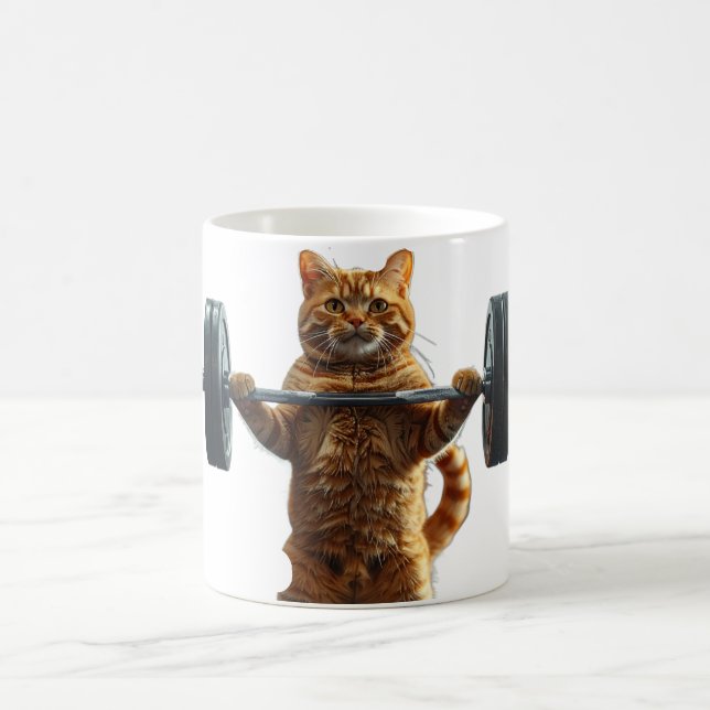 Café Caneca de Gato Levantando Peso para Amantes de Aca (Centro)