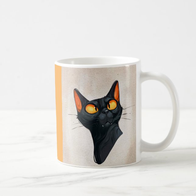 Café Caneca de Gato Preta - Presente Bonito para Pentes (Direita)