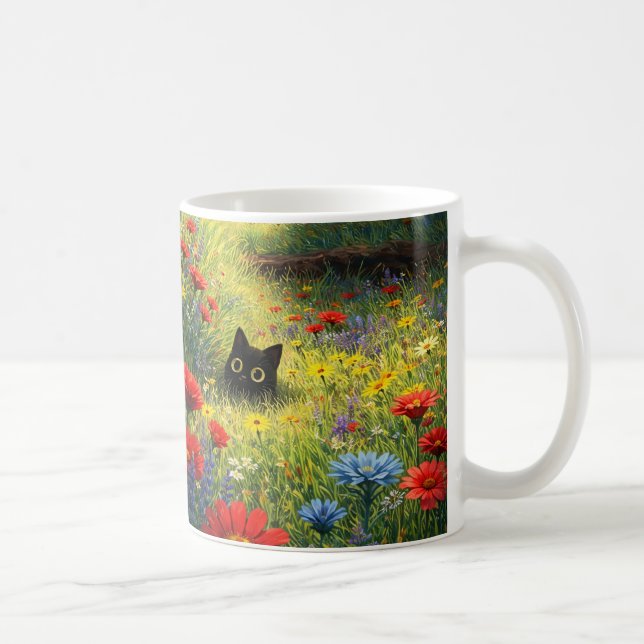 Café Caneca de Gato Preto Floral Caprichosa (Direita)